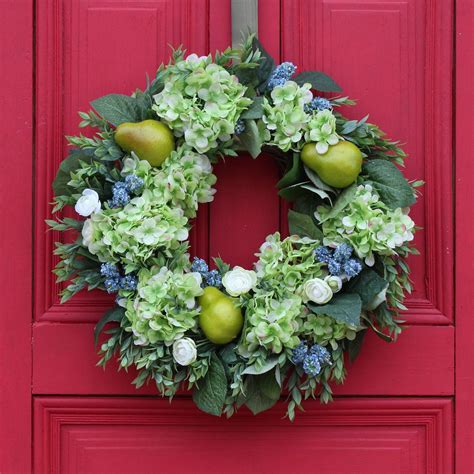 Hydrangea And Pear Everyday Spring Summer Front Door Wreath Summer