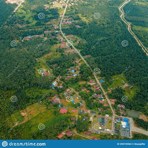 Aerial Drone View Of Countryside Settlements Scenery At Kampung