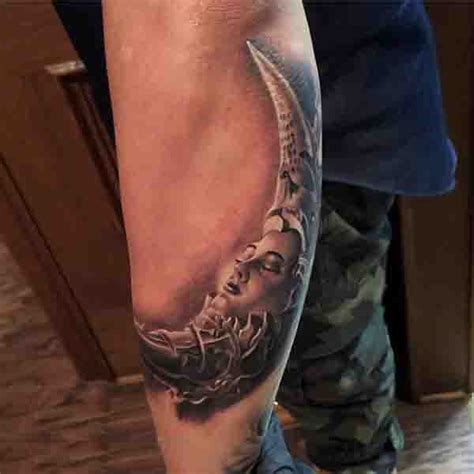 Sun tattoos and sun designs can look mystical, but also personal and like a true piece of art! 90 Moon Tattoos For Men - Ship Of Light On The Sea Of Night