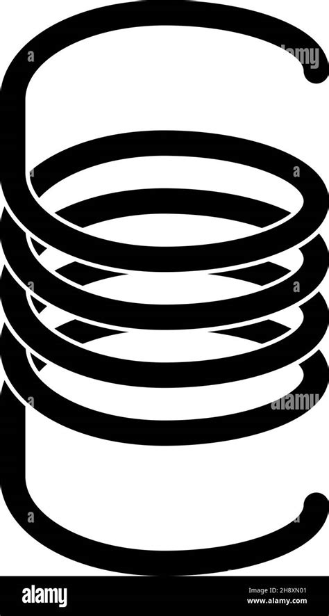 Coil Spring Icon Flexible Metal Cable Silhouette Stock Vector Image