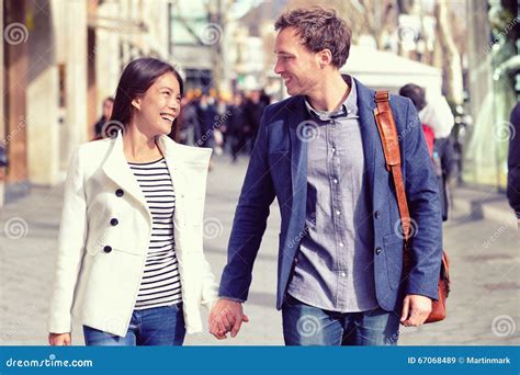 Young Dating Couple Flirting Walking In City Stock Image Image Of