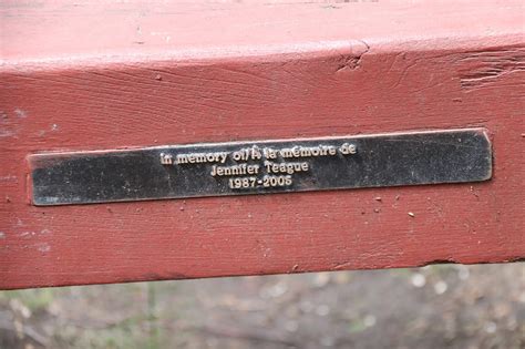 Memorials In Ottawa Bench In Memory Of Jennifer Teague