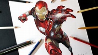 Cómo dibujo a IronMan con Lápices de colores | How to draw IronMan ...
