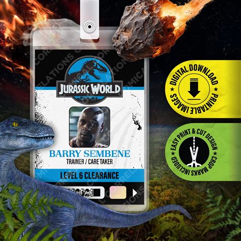 Printable Pdf Download Jurassic World Barry Sembene Card Etsy