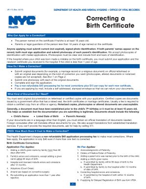 Nyc Birth Certificate Correction Complete With Ease Airslate Signnow