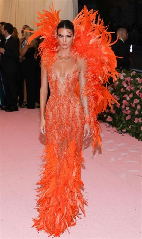 Is That A Chicken Kendall Jenners Orange Feathered Naked Dress
