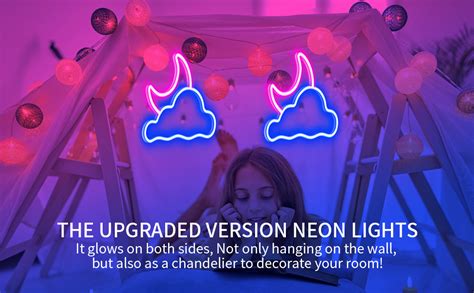 Jtlmeen Neon Sign Cloud And Moon Led Neon Light Neon Lights Sign For Wall Decor Usb Powered