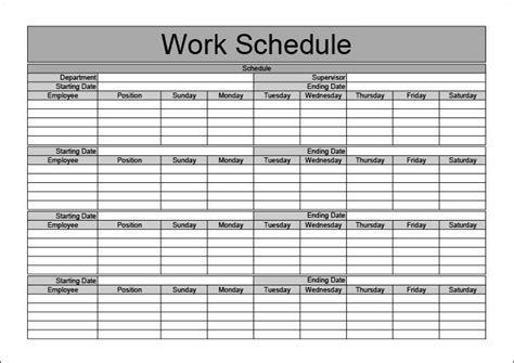 Employee Work Schedule Calendar Template Best Template Ideas