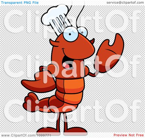 Clipart Waving Chef Lobster Or Crawdad Mascot Character Royalty Free
