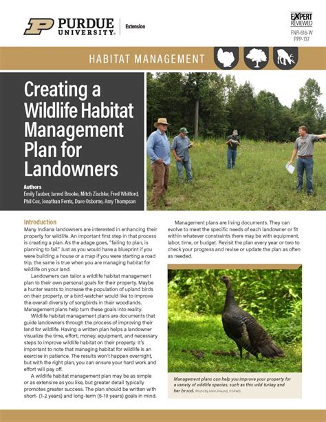 Publication Creating A Wildlife Habitat Management Plan For Landowners