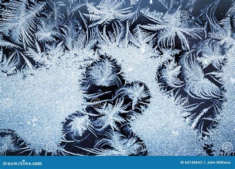 Frosted Winter Ice Crystals On Glass Stock Image Image Of Cold