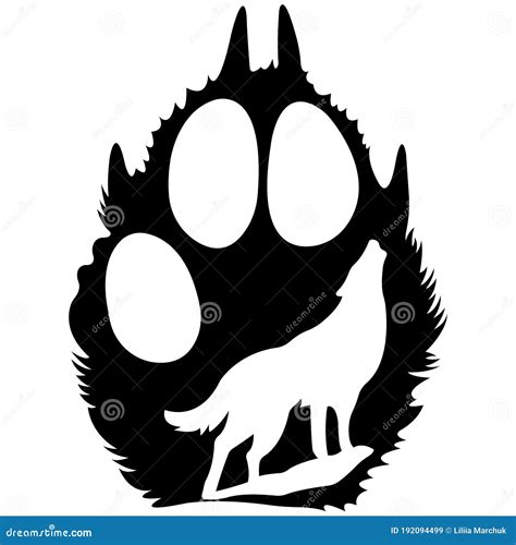 Howling Wolf Logo Design Silhouette Of A Wolf Howling At The Full Moon Illustration