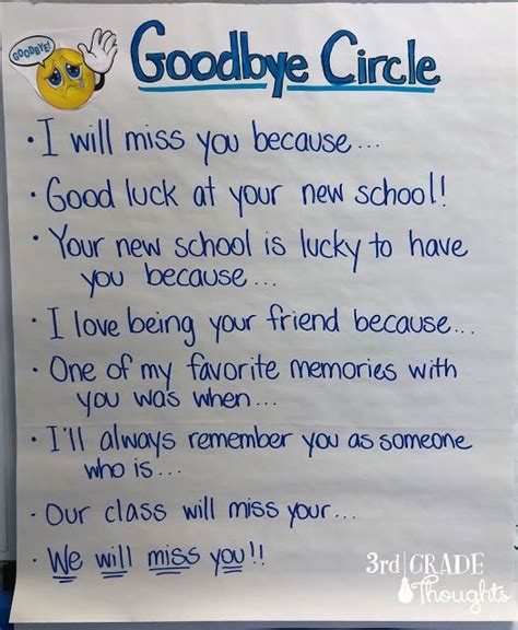 Saying Farewell With A Goodbye Circle Elementary Schools Elementary