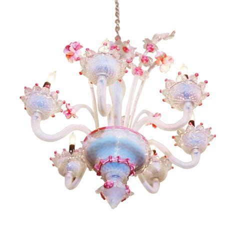 The bottom bowl, the central body part and the top crown. Pink Murano Hand Blown Glass Floral Chandelier | Olde Good ...