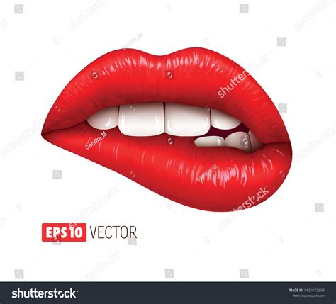 red sexy lips isolated on white stock vector royalty free 1421072693 shutterstock