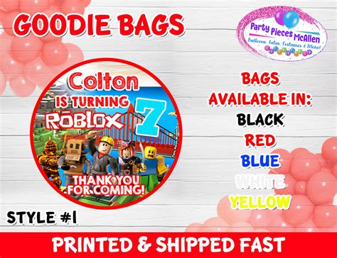 Roblox Boy Goodie Bags Roblox Candy Bags Roblox Party Favor Etsy