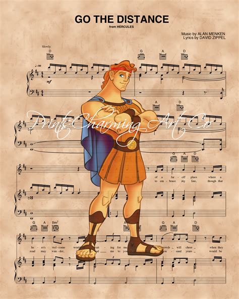Hercules Go The Distance Sheet Music Art Print Prints Charming Art Llc