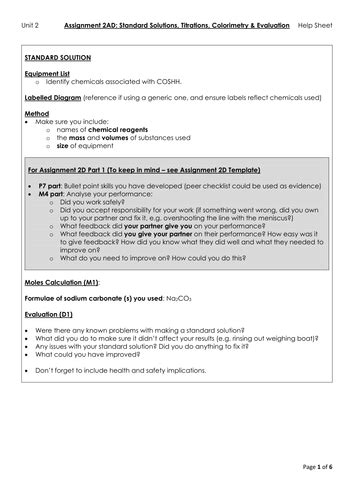 Btec Nqf L3 Applied Science Unit 2 Assignment A Help Sheets