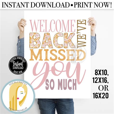 Printable Welcome Sign Welcome Back Weve Missed You Etsy In 2022