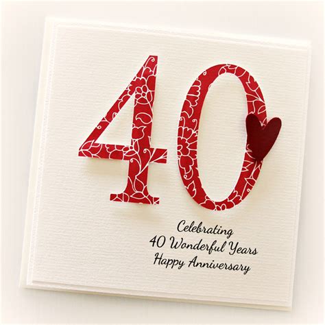 Personalised 40th Anniversary Card Wedding Anniversary Ruby The