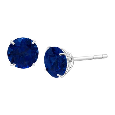 1 18 Ct Created Sapphire Stud Earrings In 10k White Gold Ebay