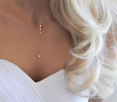 Lariat Wedding Necklace For Woman Bridesmaid Thank You Gift Etsy