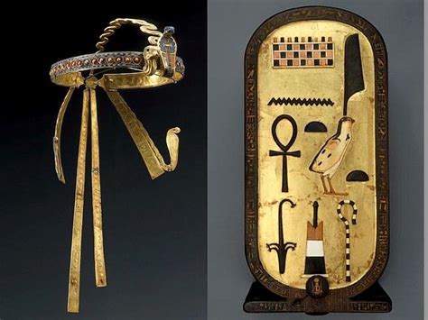 King Tuts Golden Diadem And Wooden Cartouche From His Tomb In The