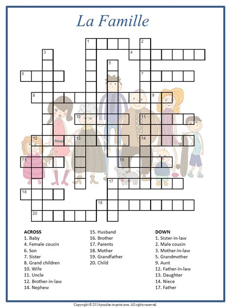 Are you an avid crossword solver but get a little stumped every now and then? French Words for Family Members Crossword Puzzle | French ...