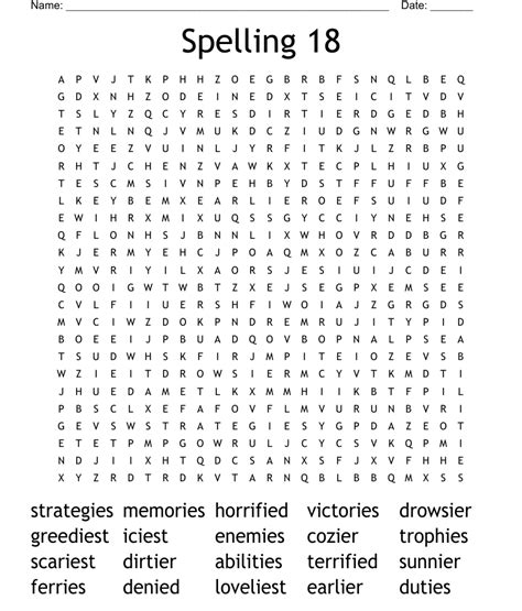 Spelling Lesson 18 Word Search Wordmint