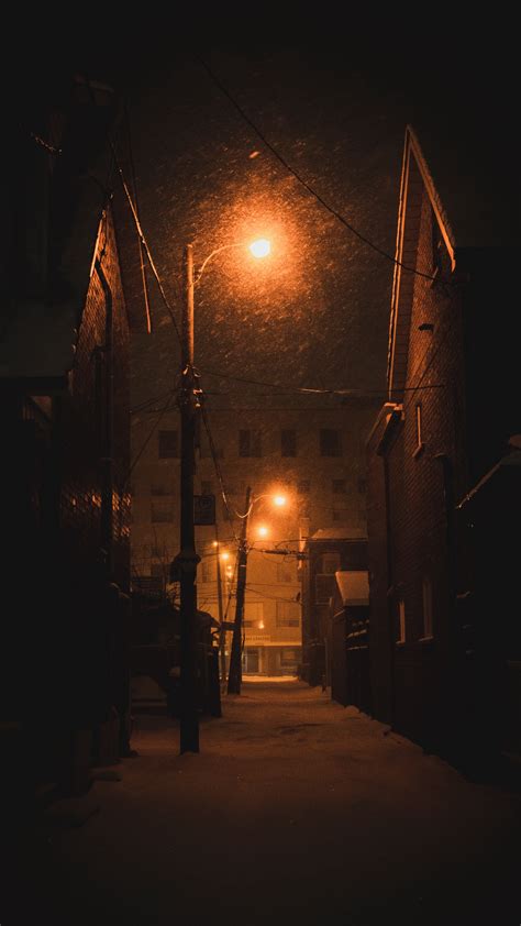 Dark City Street At Night