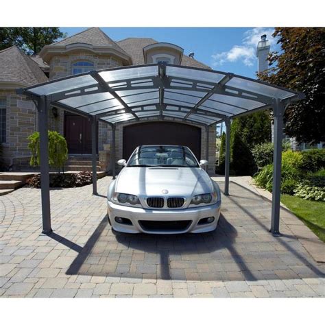 Side walls includes 4 ft. Gazebo Penguin 10.75-ft x 16.5-ft Grey Metal Carport Lowes ...