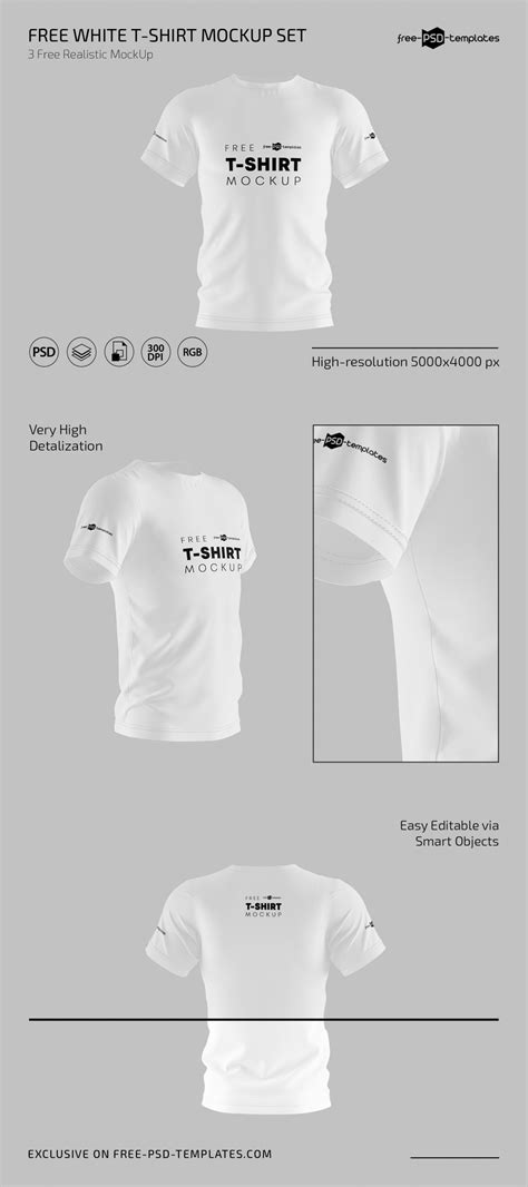 Free White T Shirt Mockup For Photoshop Psd