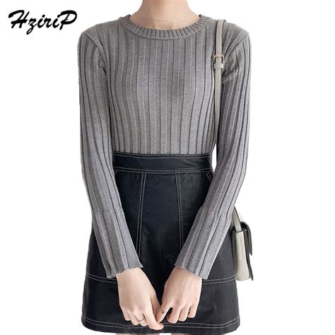Hzirip Fashion Slim Casual Sweaters Turtleneck Women Spring 2018 Knitted Basic Hot Pleated