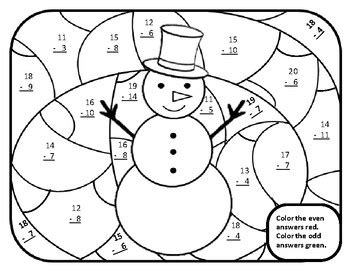 They can also be used with beginning readers. Winter Color by Number Subtraction Winter 1st Winter Math 1st Winter