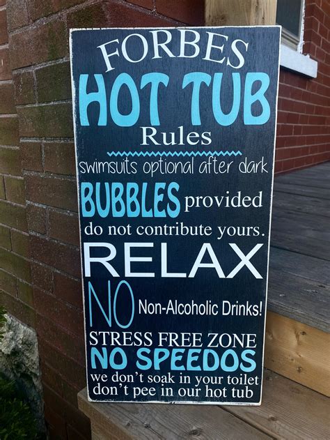Hot Tub Rules Sign Personalized Outdoor Decor Hot Tub Sign Etsy Ireland