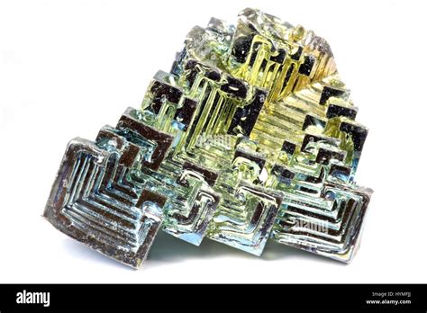 Bismuth Crystal Isolated On White Background Stock Photo Alamy