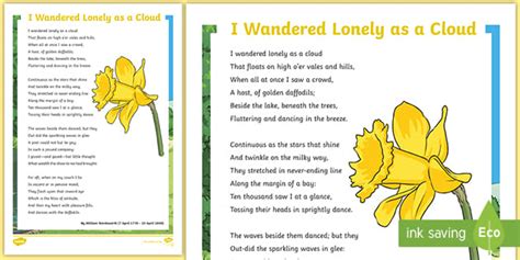 Daffodil Poem Wordsworth Primary English Teacher Made