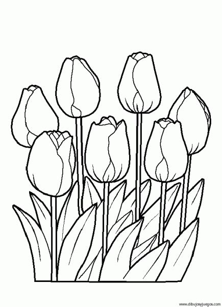 El jugador que consiga el mejor dibujo gana el juego! dibujo-flores-tulipanes-020 | Dibujos y juegos, para ...