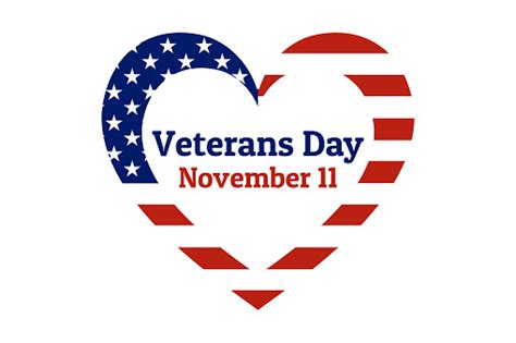Veterans Day Holiday Background With Heart Shaped National Flag Of The