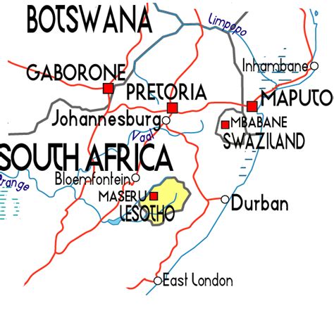 Map Of Lesotho Country Area Map Of Africa Country Regional Political