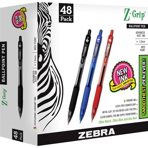 Zeb22048 Zebra Pen Z Grip Retractable Ballpoint Pens Medium Pen