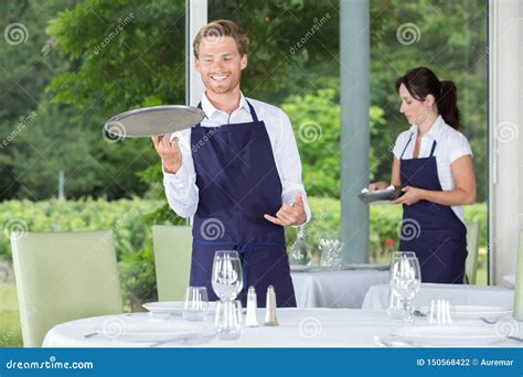 Waiter Setting Up Table Stock Photo Image Of Modern 150568422