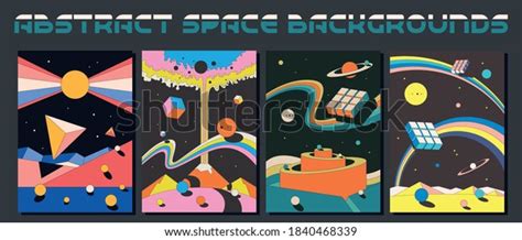 Abstract Space Backgrounds 1980s Space Patterns Stock Vector Royalty