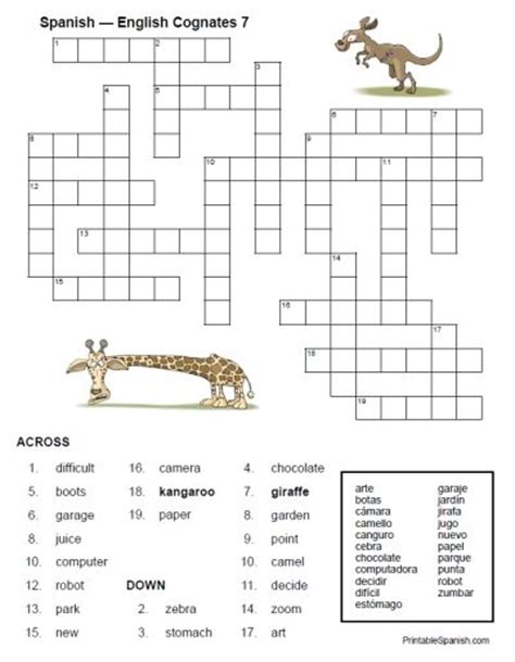 11 resources for all levels. FREE Spanish-English Cognates Crossword 7 from ...