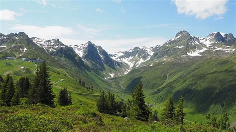 Hd Wallpaper Austria Montafon Alps Summer Mountains Landscape