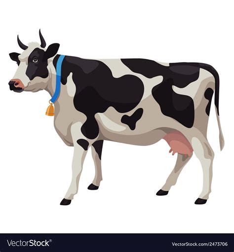 Black And White Cow Side View Isolated Royalty Free Vector Cow