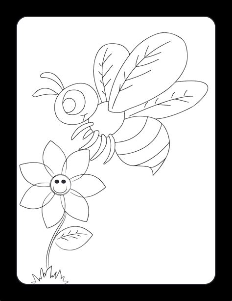 Bees Butterflies And Flowers Coloring Pages60 Printable Etsy