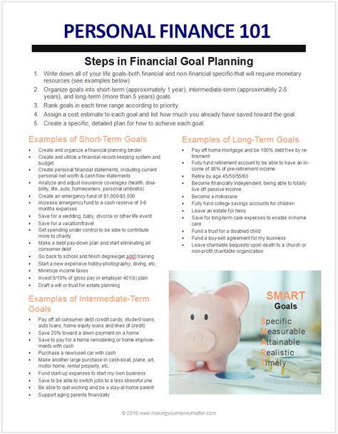 Achieve a top position within your organization. PF101: Intro to Personal Finance & Goals | Financial goals ...