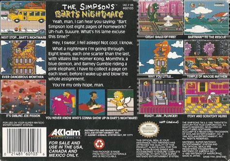 The Simpsons Barts Nightmare Box Shot For Super Nintendo Gamefaqs