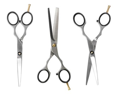 Premium Photo Set Of Hairdressing Scissors Isolated On White Background